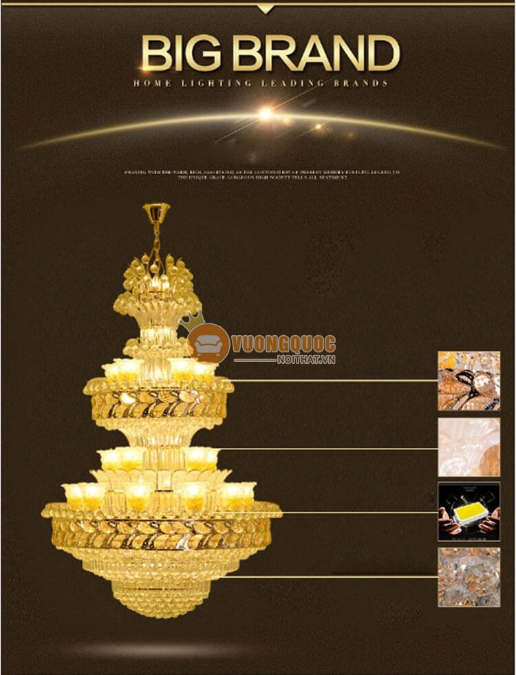 Đèn chùm pha lê ánh sáng vàng lấp lánh CM201-12